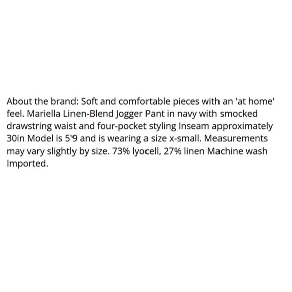 Splendid Linen-Blend Jogger Pants Navy XL Smock Waist 4-Pocket Styling Splendid - Picture 6 of 6